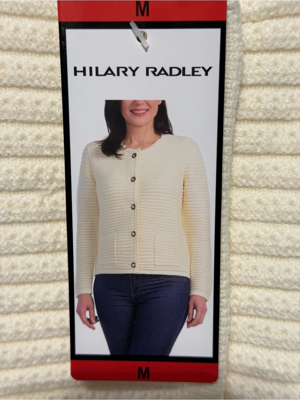 Hilary Radley Cream Button Front Cardigan NWT Size Medium - Picture 4 of 10